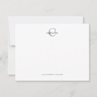 Cartão De Agradecimento Monograma de Cinzas de Luz Minimalista Clássicas S