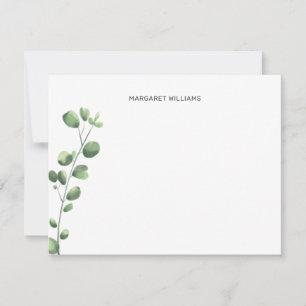 Cartão De Agradecimento Monograma de Eucalipto em Aquarela Minimalista