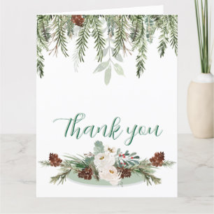 Cartão De Agradecimento Monograma de Rosa de inverno