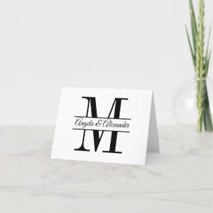 Cartão De Agradecimento Monograma Dividido Personalizado de Casamento