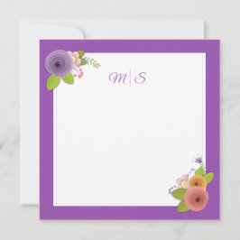 Cartão De Agradecimento Monograma Floral Mínimo Personalizado