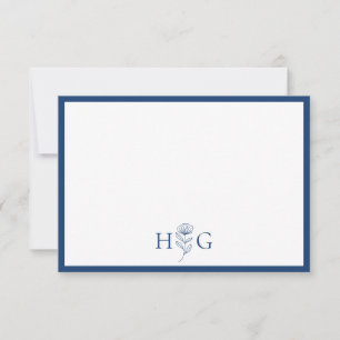 Cartão De Agradecimento Monograma Floral Personalizado Minimalista