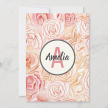 Monograma Personalizado de Aquarela em Rosa e Pêss