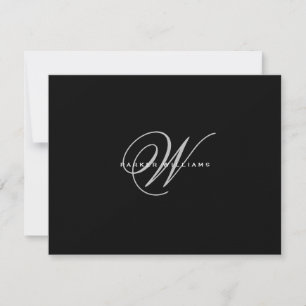 Cartão De Agradecimento Monogramado Preto e Branco