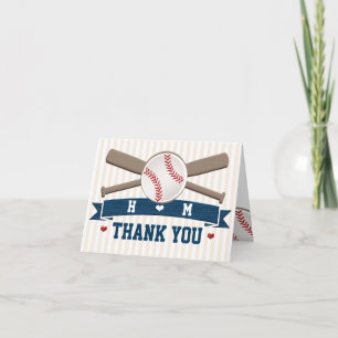 CARTÃO DE AGRADECIMENTO MONOGRAMMED BASEBALL WEDDING OBRIGADO