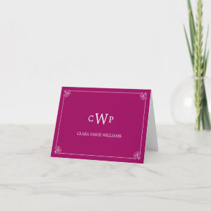 Cartão De Agradecimento Monogrammed Initials Thank You Card - Fuchsia