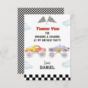 Cartão De Agradecimento Monster Truck Festa de aniversário Obrigado Cartõe
