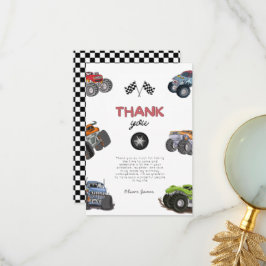 Cartão De Agradecimento Monster truck, start your engine boy birthday 