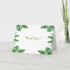 Cartão De Agradecimento Monstera Verde De Aquarela Tropical Deixa Quadro