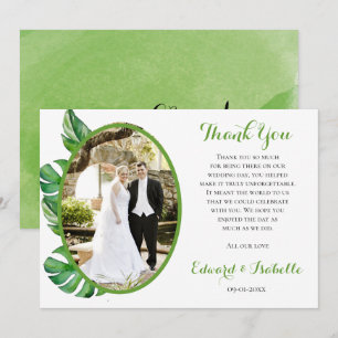 Cartão De Agradecimento Monstera Verde Tropical Deixa Casamento