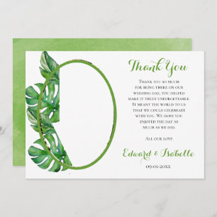 Cartão De Agradecimento Monstera Verde Tropical Deixa Casamento