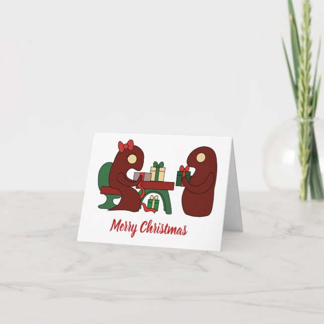 Cartão De Agradecimento Monstros de presentes de Natal (Frente)