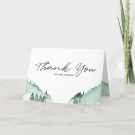 Cartão De Agradecimento Montanhas da Floresta Verde Elegante Simples
