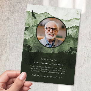 Cartão De Agradecimento Montanhas Nature Photo Sympathy Funeral Memorial
