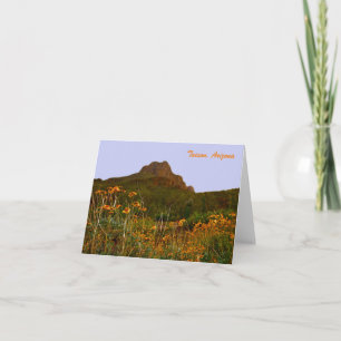 Cartão De Agradecimento Montanhas Tucson e flores silvestres ao sol