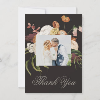 Cartão De Agradecimento Moody Floral Wedding Thank You Card