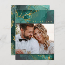 Cartão De Agradecimento Moody Ink Emerald Dourado Abstrato Obrigado ID988