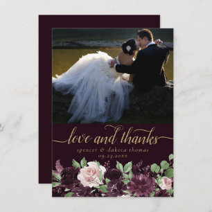 Cartão De Agradecimento Moody Passion   Vinho Roxo Dramático Foto Floral