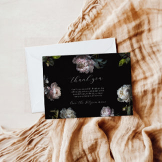 Cartão De Agradecimento Moody Peony Dark Floral Baby Shower