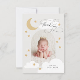 Cartão De Agradecimento Moon Stars Clouds Arch Photo Cinza Obrigado