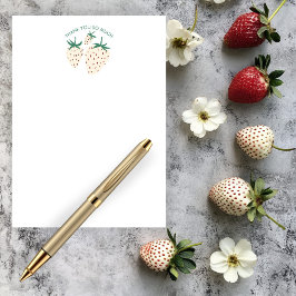 Cartão De Agradecimento Morango Branco Cute Pineberry PERSONALIZADO 