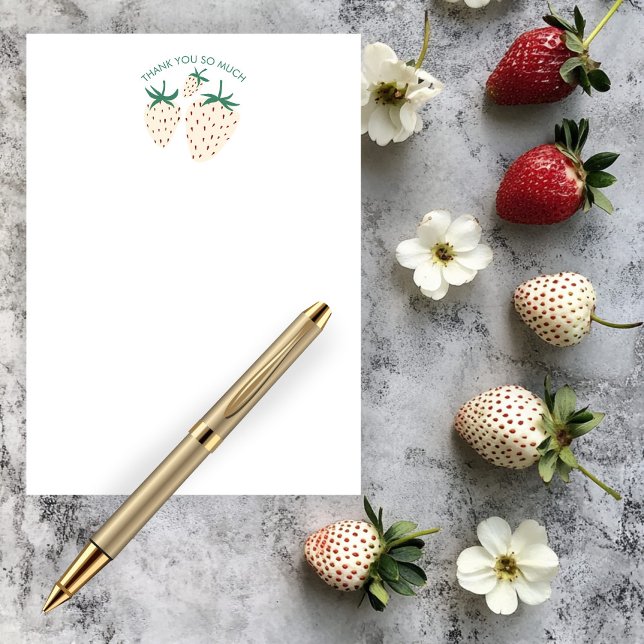 Cartão De Agradecimento Morango Branco Cute Pineberry PERSONALIZADO  (White Strawberry Cute Pineberry CUSTOM Thank You Card
)