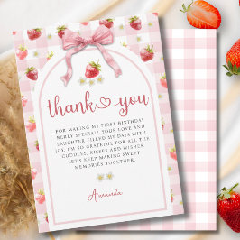 Cartão De Agradecimento Morangos em Aquarela Aniversário Obrigado 