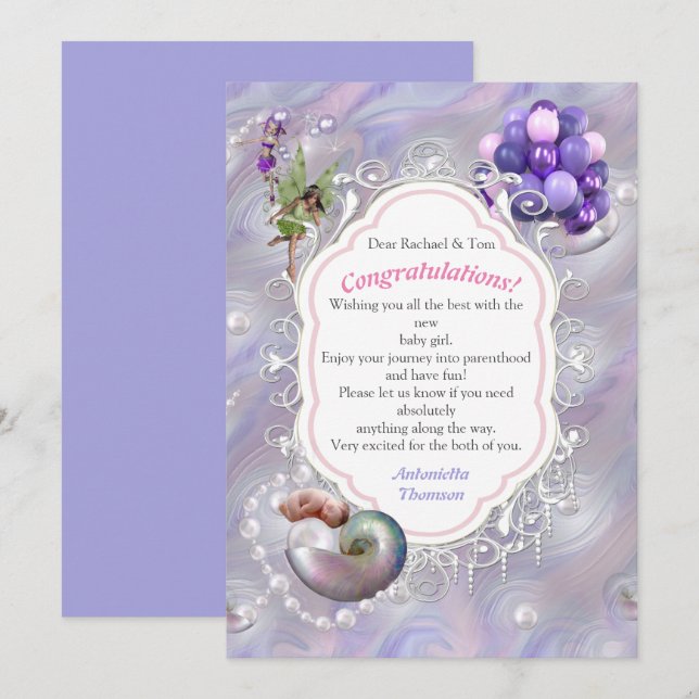 Cartão De Agradecimento Mother of Pearls giving Birth to a Baby Girl (Frente/Verso)