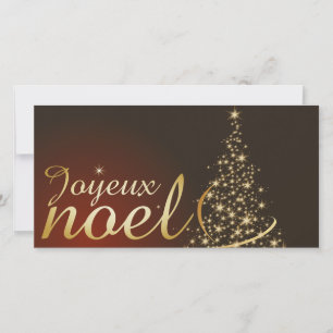 Cartão De Agradecimento Motif de Noël rouge avec arbre de Noël doré