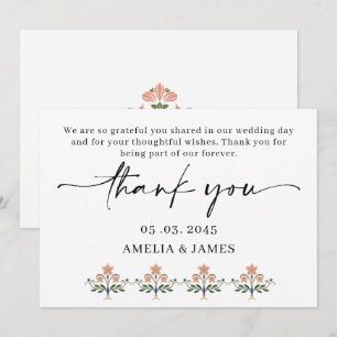 Cartão De Agradecimento Motivo Floral Mogol Casamento Indiano