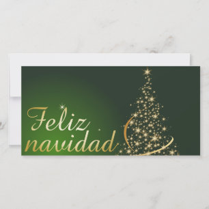 Cartão De Agradecimento Motivo navideño verde con arbol de navidad.