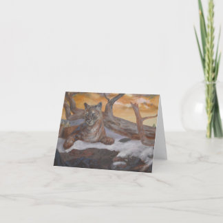 Cartão De Agradecimento Mountain Cougar Winter Scene Folded Note Card 
