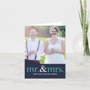 Cartão De Agradecimento MR. AND MRS. Wedding Thank You Photo Card