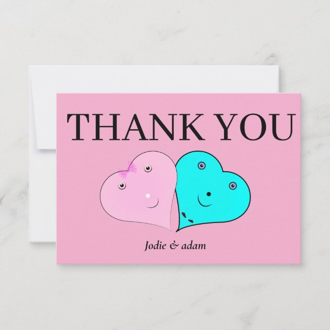 Cartão De Agradecimento mr & mrs coração (Frente)