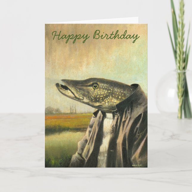 Cartão De Agradecimento Mr Pike Fishing Birthday Card (Frente)
