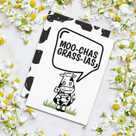 Cartão De Agradecimento Muchas Gracias Cow Pareciam Muitos Obrigados Engra