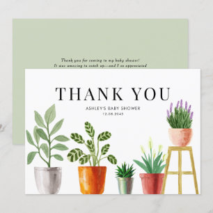 Cartão De Agradecimento Mudança Boho com Aquarela de Plantas em Vasos para