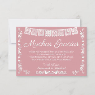 Cartão De Agradecimento Muitas Gracias Chá de Bebê Bege Rosado