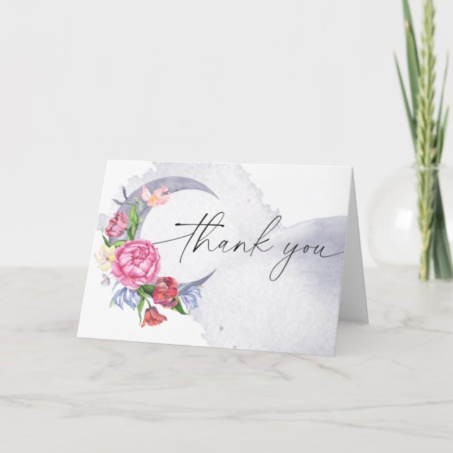 Cartão De Agradecimento Muito feliz Flores chá de bebê obrigado  (Frente)