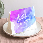 Cartão De Agradecimento Muito obrigado Bar Mitzvah Watercolor Azul<br><div class="desc">Diga obrigado aos seus hóspedes com estas bonitas cartas de cor d'água Bat ou Bar Mitzvah. Letras brancas com estrela de David no meio. Cartões negros,  espaço para escrever mensagens pessoais. Obter coleção correspondente!</div>