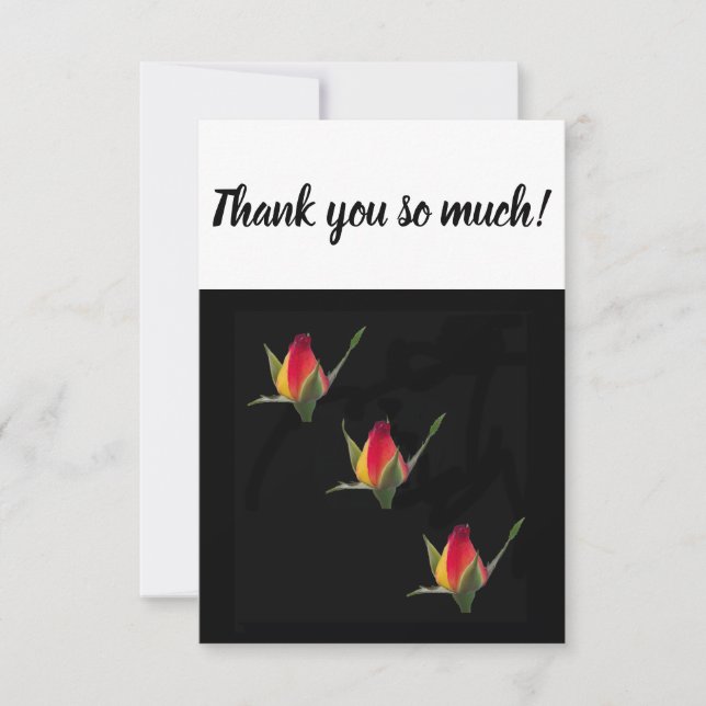 Cartão De Agradecimento Muito obrigado com rosa buds (Frente)