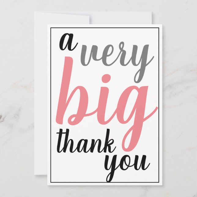 Cartão De Agradecimento Muito Obrigado Coral De Apreciação (Frente)