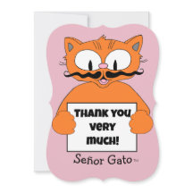 Muito Obrigado! Gato Bigode Desenho Animado Fofo