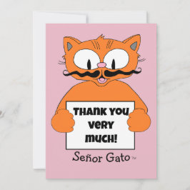 Cartão De Agradecimento Muito Obrigado! Gato Bigode Desenho Animado Fofo
