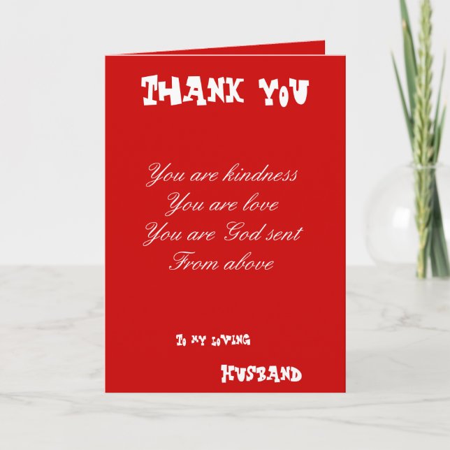 Cartão De Agradecimento Muito obrigado, marido. (Frente)