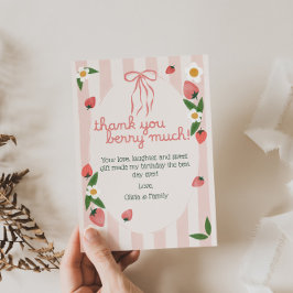 Cartão De Agradecimento Muito Obrigado Morango Carta de Aniversário