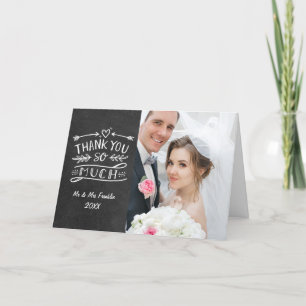 Cartão De Agradecimento Muito obrigado pelo casamento Boho com quadro-negr