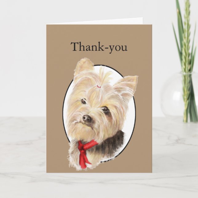 Cartão De Agradecimento Muito Obrigado, Pequeno Yorkshire Terrier Yorkie D (Frente)