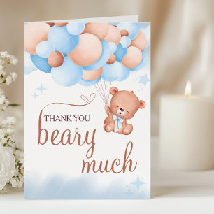 Cartão De Agradecimento Muito Obrigado, Ursinho Teddy Baby Shower