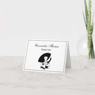 Cartão De Agradecimento Mulher Art Déco de Grande Chapéu Luvas RL